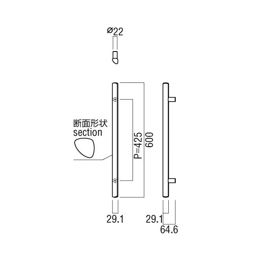 TS-G1141-26-101-L600 手すりシステム【アートセーフ】
