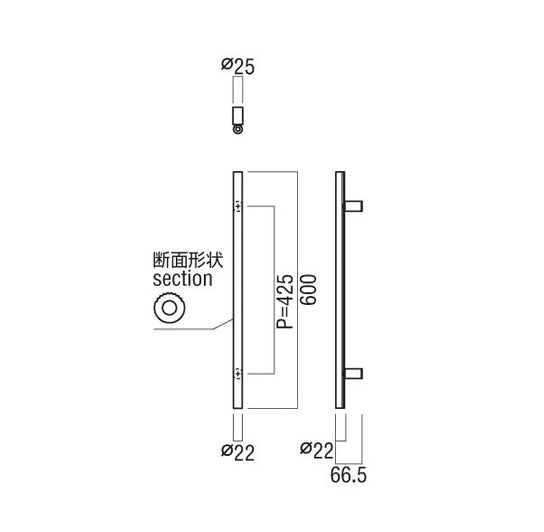 TS-G10501-26-038-L600　手すりシステム【アートセーフ】