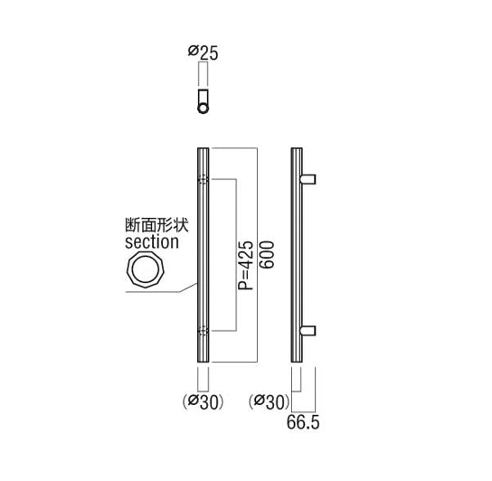 TS-G10502-26-101-L600　手すりシステム【アートセーフ】