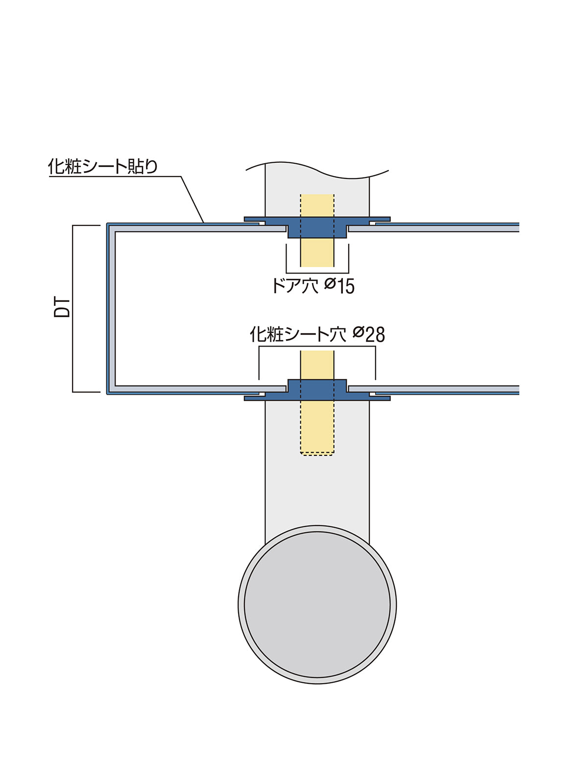 DHA270-01 ドアハンドルサポートプレート (化粧シート貼り扉用オプションパーツ)